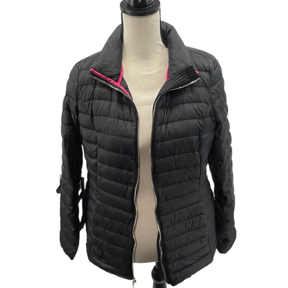 Kate Spade Quilted Down Puffer Full Zip Lightweight Hooded Jacket Black Small P - Picture 13 of 17